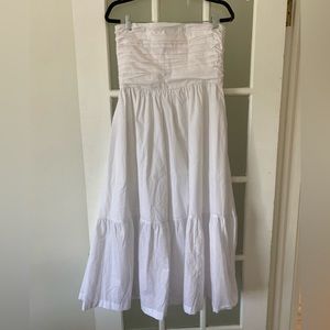 NEVER WORN ABERCROMBIE STRAPLESS LINEN BLEND DRESS, WHITE SIZE MEDIUM TALL